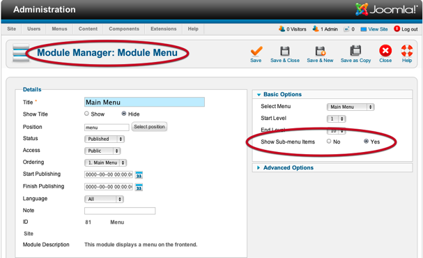 Menu module