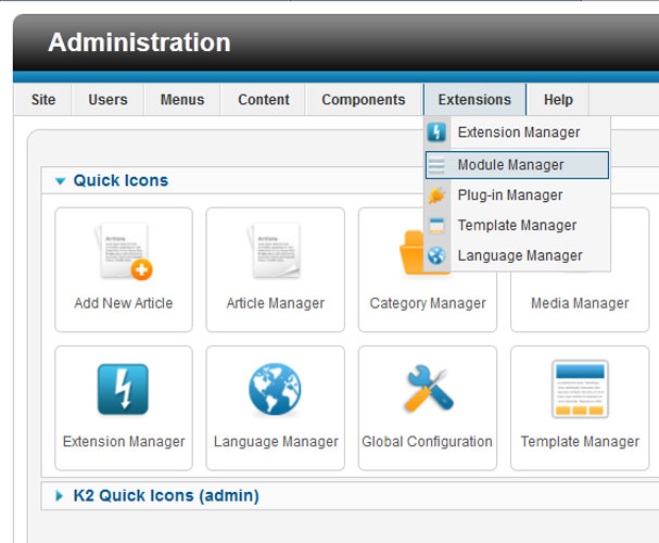 Finding Module Manager in Joomla 1.7