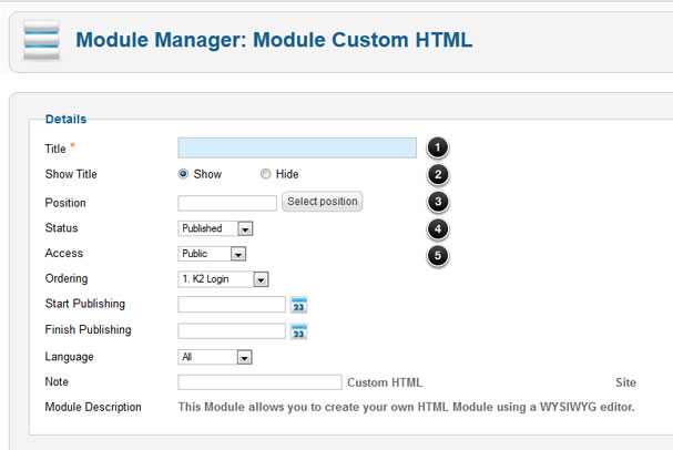 Custom HTML Module Settings