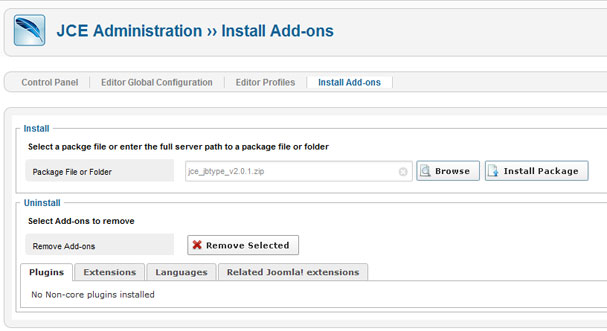 Installing the JCE JB Type Plugin in the JCE Component 