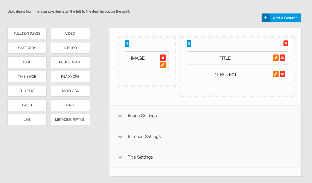 Layout settings