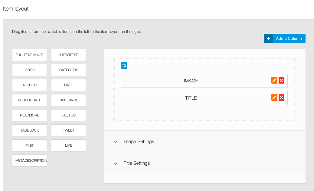 Layout settings