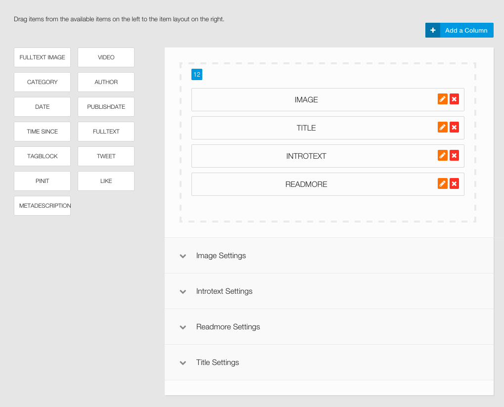 Layout settings