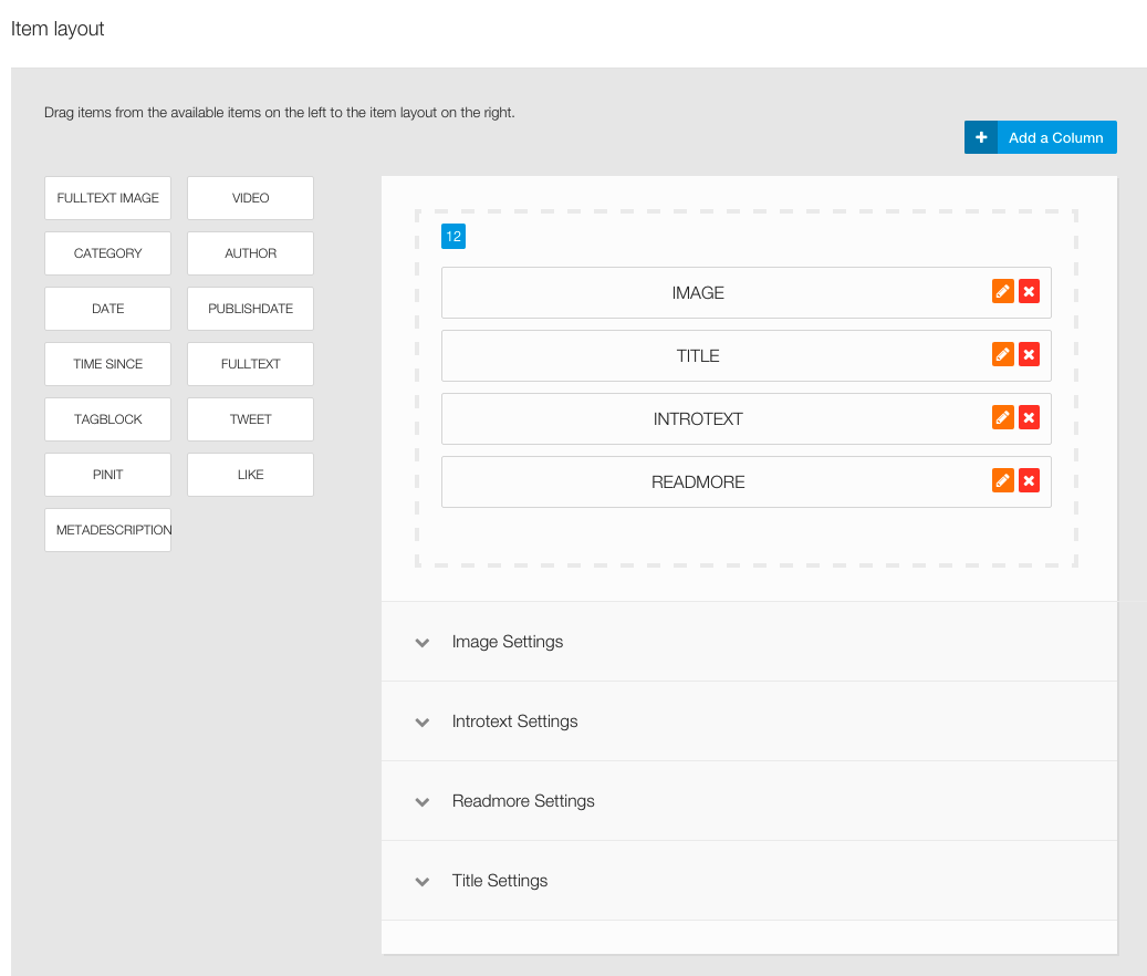 Layout settings