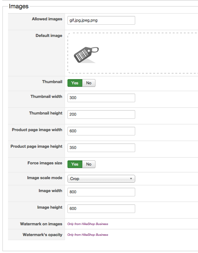 Image settings