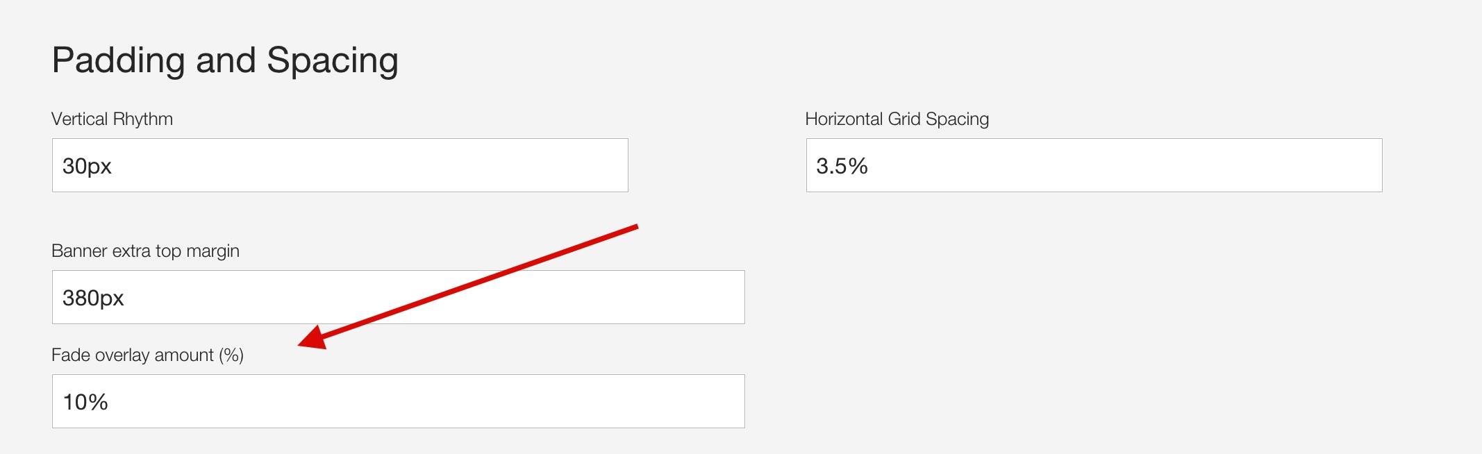 Banner fade amount