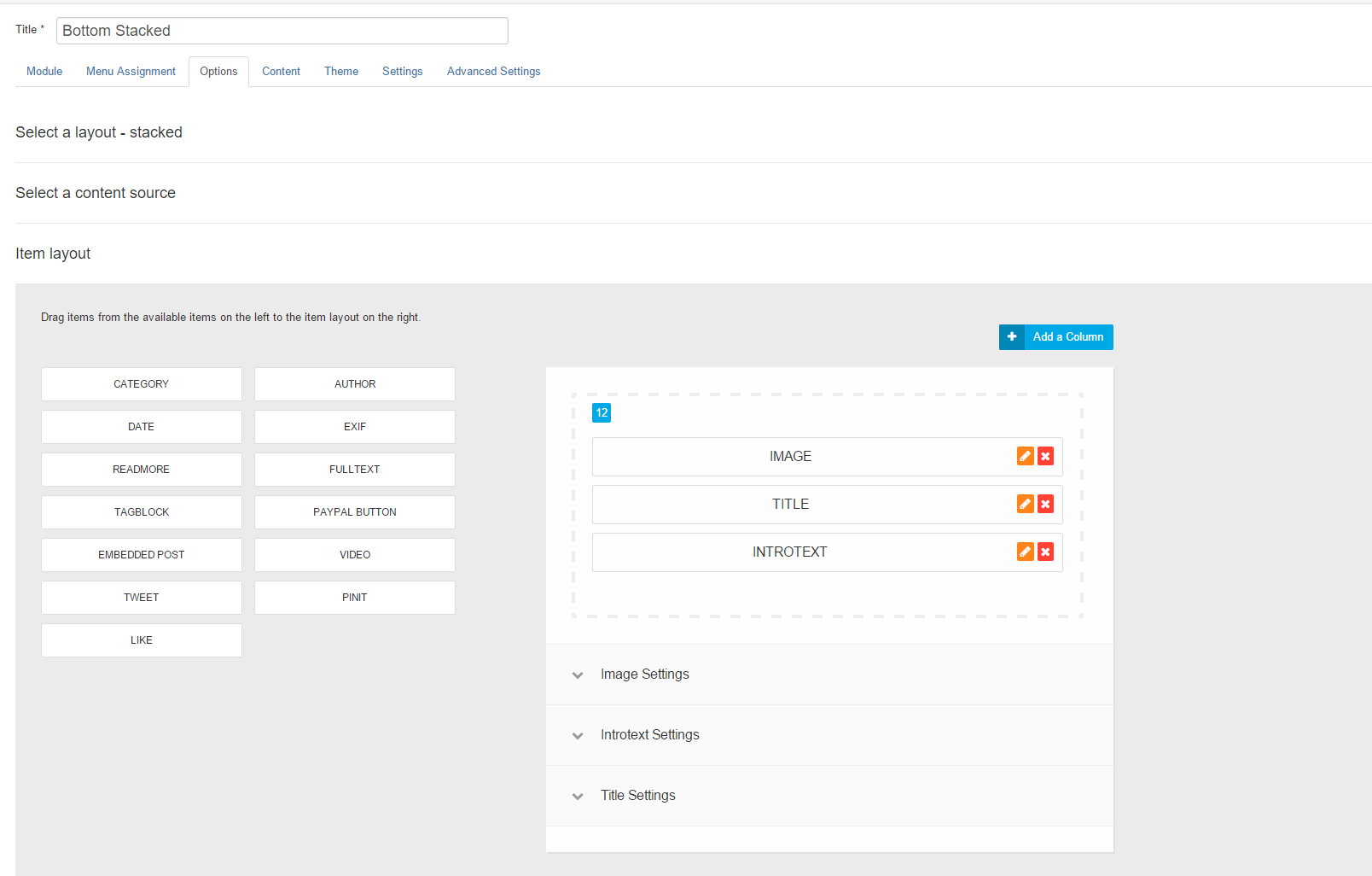 layout settings