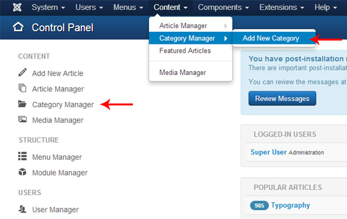 joomla3 category manager