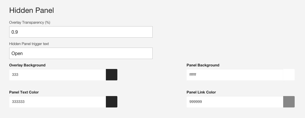 Hidden Panel Theme settings