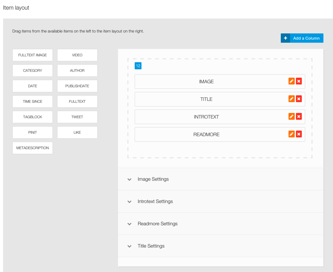 Layout settings